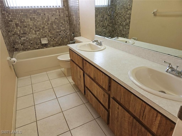 3616 SW 1st Pl, Cape Coral, FL 33914 - full bath featuring double vanity, tile patterned flooring, and shower / bath combination