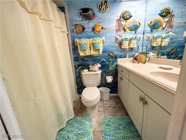 16750 Bocilla Palms Dr Unit 74, Bokeelia, FL 33922 - full bath with vanity, wallpapered walls, and a shower with curtain