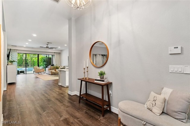 4119 Zelkova Ct, Naples, FL 34119 - hall with dark wood-style floors and recessed lighting