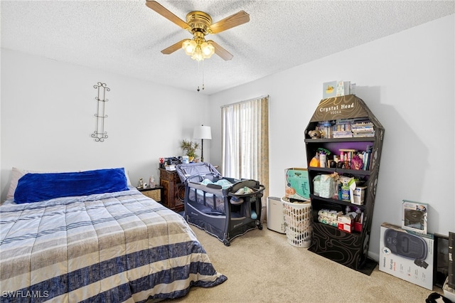 3291 Royal Canadian Trce Unit 3, Fort Myers, FL 33907 - carpeted bedroom featuring a textured ceiling and ceiling fan