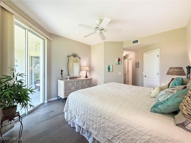 15054 Tamarind Cay Ct Unit 706, Fort Myers, FL 33908 - bedroom featuring access to exterior, wood finished floors, and a ceiling fan