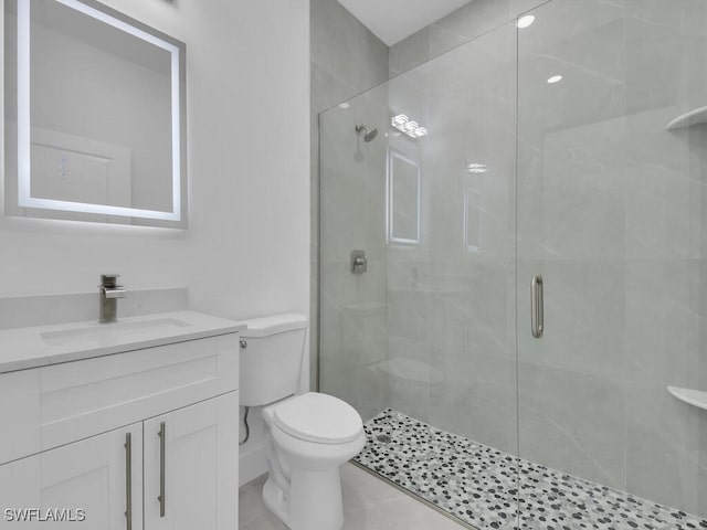 3301 8th St SW, Lehigh Acres, FL 33976 - full bathroom with toilet, a shower stall, and vanity