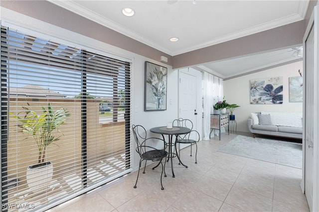 13100 S Mccall Rd Unit 112, Port Charlotte, FL 33981 - dining room with ornamental molding, tile patterned flooring, and recessed lighting