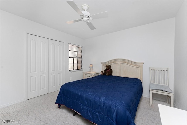 13100 S Mccall Rd Unit 112, Port Charlotte, FL 33981 - bedroom with ceiling fan, a closet, and carpet flooring