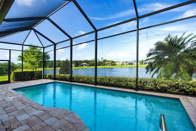 2977 Willow Ridge Ct, Fort Myers, FL 33905 - swimming pool featuring a water view, a lanai, and a patio area