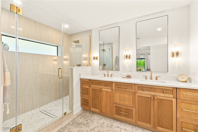 7658 Ponte Verde Way, Naples, FL 34109 - bathroom with a shower stall and double vanity