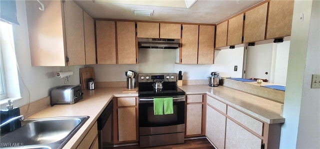 4213 SE 19th Ave Unit 208, Cape Coral, FL 33904 - kitchen with stainless steel appliances, under cabinet range hood, and light countertops