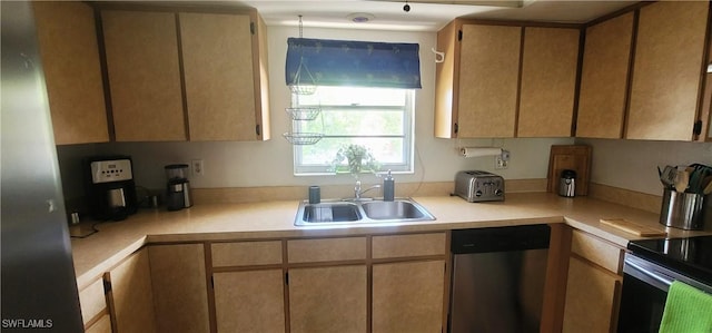 4213 SE 19th Ave Unit 208, Cape Coral, FL 33904 - kitchen featuring stainless steel dishwasher, light countertops, and black / electric stove