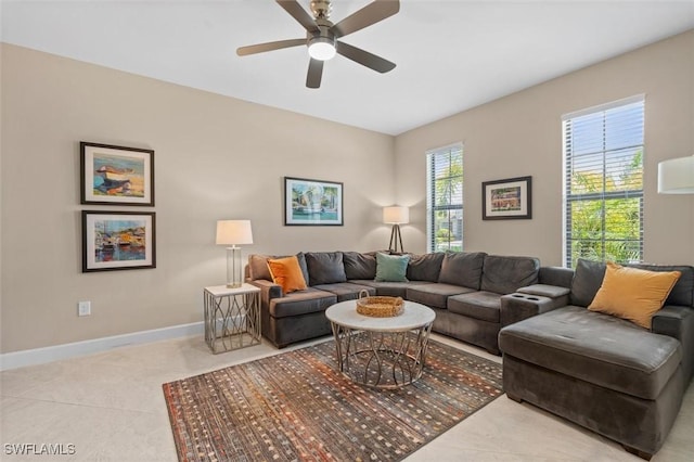 4012 E Hampton Cir, Alva, FL 33920 - living area featuring ceiling fan and baseboards
