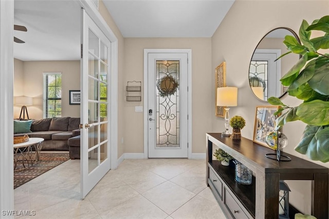 4012 E Hampton Cir, Alva, FL 33920 - foyer featuring french doors and baseboards