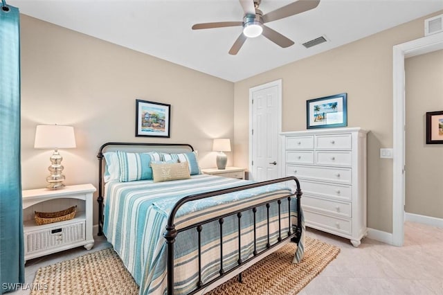 4012 E Hampton Cir, Alva, FL 33920 - bedroom featuring a ceiling fan and light tile patterned floors