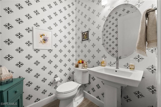 42274 Waterfront Way, Punta Gorda, FL 33982 - bathroom with wood finished floors and wallpapered walls