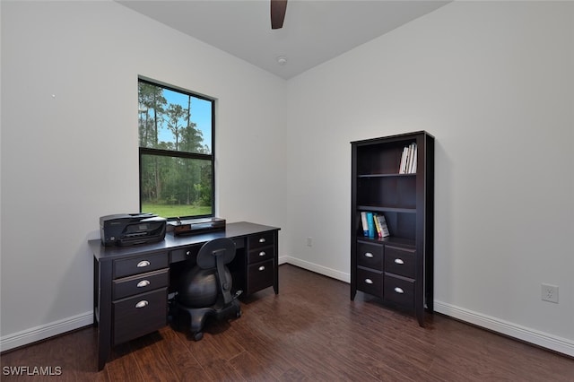 4345 6th Ave NE, Naples, FL 34120 - office space with a ceiling fan and dark wood-type flooring