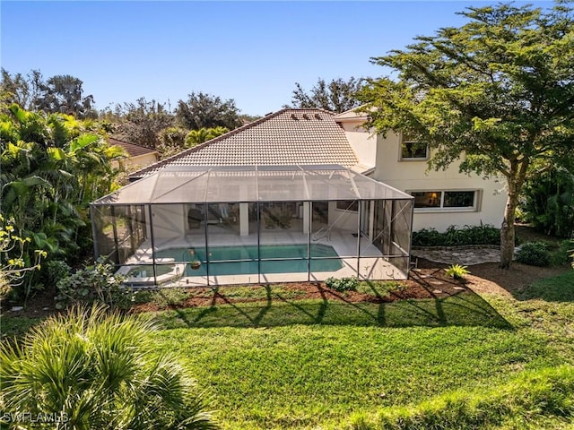 20838 Torre Del Lago St, Estero, FL 33928 - outdoor pool with a patio area, a yard, and a lanai