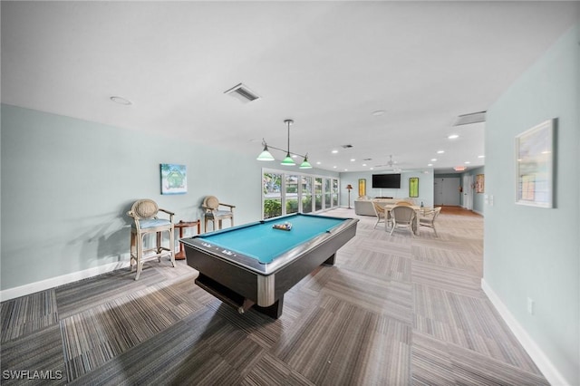 4251 Island Cir Unit 3, Fort Myers, FL 33919 - playroom featuring carpet, pool table, and recessed lighting
