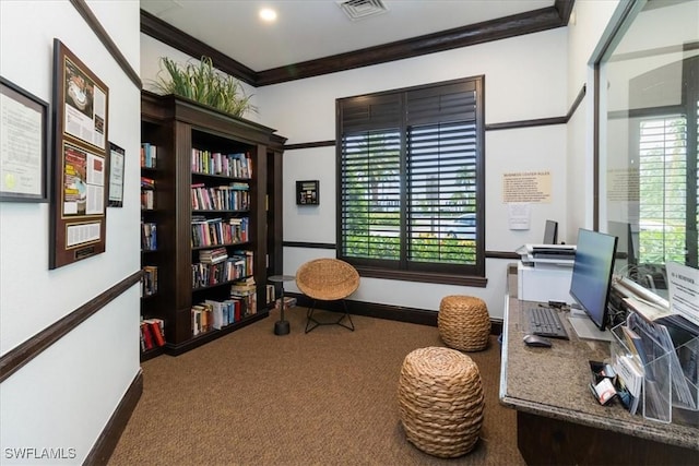 12970 Positano Cir Unit 301, Naples, FL 34105 - carpeted office with crown molding and baseboards
