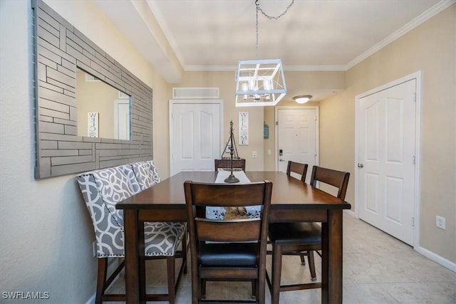 12970 Positano Cir Unit 301, Naples, FL 34105 - dining room featuring a chandelier and ornamental molding