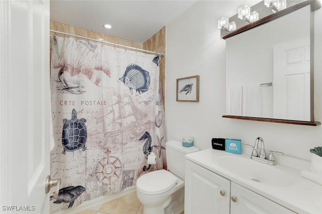 636 98th Ave N, Naples, FL 34108 - bathroom featuring vanity, tile patterned flooring, and a shower with shower curtain