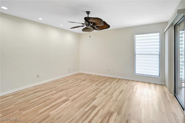 4210 SE 20th Pl Unit C2, Cape Coral, FL 33904 - empty room with light wood-type flooring, ceiling fan, and recessed lighting