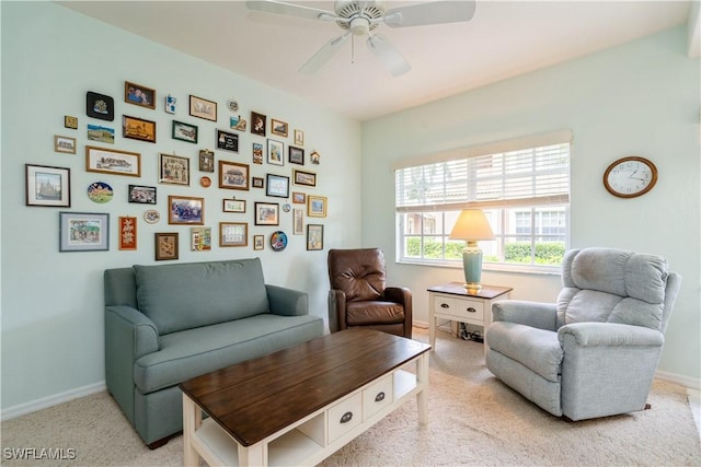 13221 Sherburne Cir Unit 601, Bonita Springs, FL 34135 - living area with light colored carpet and ceiling fan