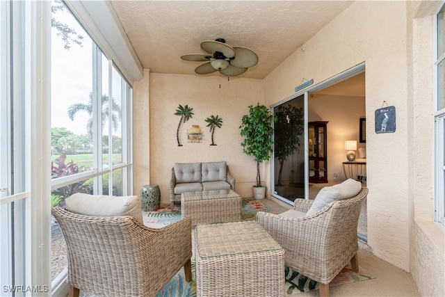13221 Sherburne Cir Unit 601, Bonita Springs, FL 34135 - sunroom with ceiling fan and french doors
