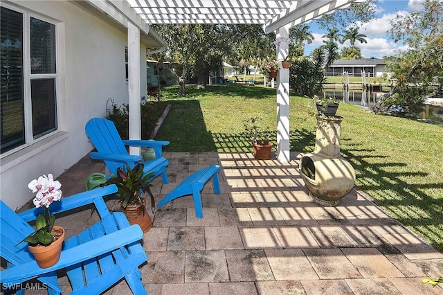 1721 Cascade Way N, Fort Myers, FL 33917 - view of patio / terrace featuring a pergola and a water view