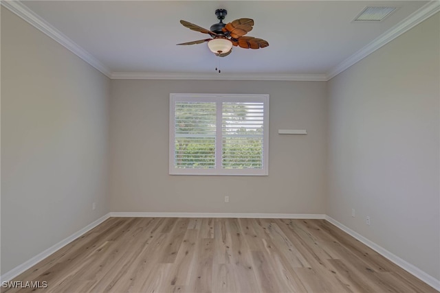 1964 Parson St, Naples, FL 34120 - spare room featuring light wood-style floors, a ceiling fan, and crown molding