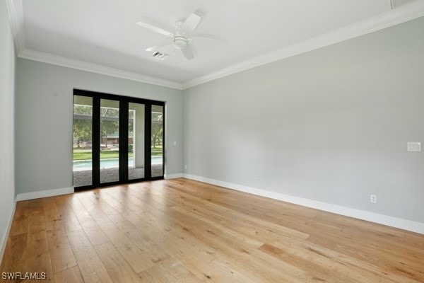 4740 5th Ave SW, Naples, FL 34119 - unfurnished room featuring light wood-type flooring, crown molding, and ceiling fan