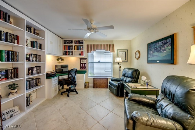 17791 Pineapple Palm Ct, North Fort Myers, FL 33917 - office featuring ceiling fan and light tile patterned floors