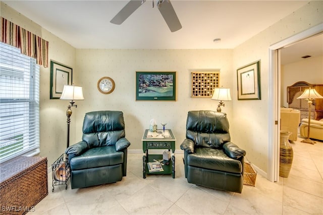 17791 Pineapple Palm Ct, North Fort Myers, FL 33917 - sitting room with tile patterned floors and a ceiling fan