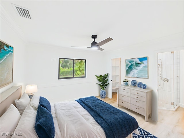 490 25th St SW, Naples, FL 34117 - bedroom featuring ornamental molding, light wood-style floors, and ceiling fan
