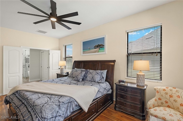 12905 Pastures Way, Fort Myers, FL 33913 - bedroom featuring wood finished floors and a ceiling fan