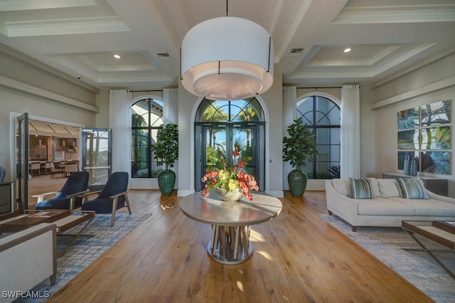 4955 Brigata Way, Ave Maria, FL 34142 - community lobby featuring coffered ceiling, a high ceiling, and ornamental molding