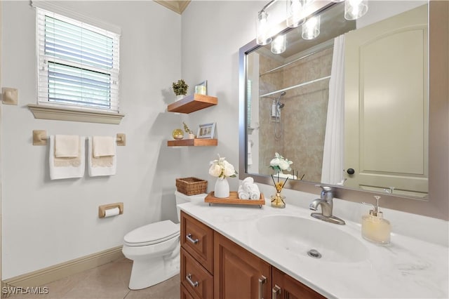 4000 Stonesthrow Ct, Naples, FL 34109 - bathroom featuring vanity, tile patterned floors, and a tile shower