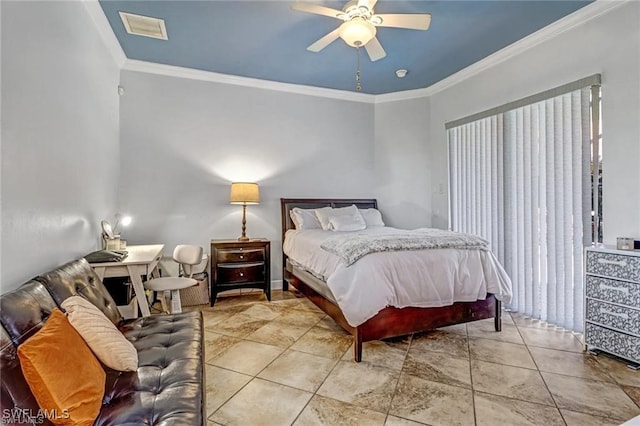 4000 Stonesthrow Ct, Naples, FL 34109 - bedroom with ornamental molding and a ceiling fan