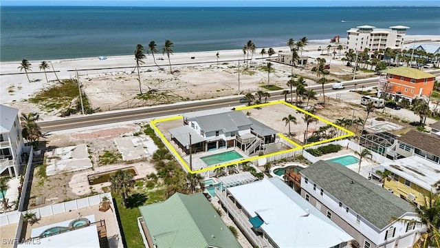 5557 Estero Blvd, Fort Myers Beach, FL 33931 - aerial view of property's location with property boundaries highlighted and extended coastline