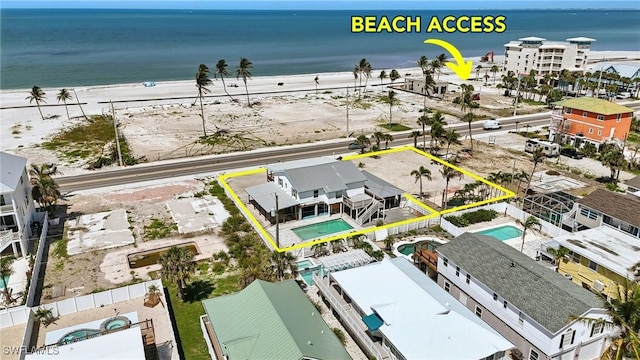 5557 Estero Blvd, Fort Myers Beach, FL 33931 - aerial view of property and surrounding area with property boundaries highlighted and expansive beach
