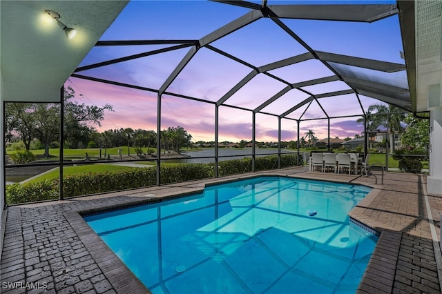 12006 Cypress Links Dr, Fort Myers, FL 33913 - swimming pool with a water view, a patio, and glass enclosure