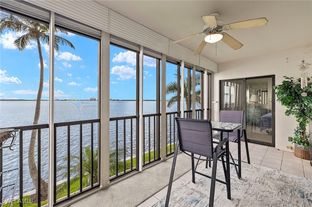 1901 Clifford St Unit 202, Fort Myers, FL 33901 - sunroom / solarium featuring a water view and tile patterned floors