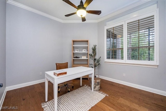 29120 Brendisi Way Unit 102, Naples, FL 34110 - office space featuring wood finished floors, crown molding, and a ceiling fan