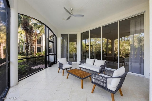 29120 Brendisi Way Unit 102, Naples, FL 34110 - sunroom with a ceiling fan