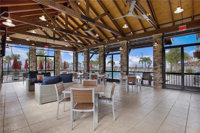15898 Sugar Hill Dr, Punta Gorda, FL 33982 - building lobby with a wood ceiling with exposed beams and high vaulted ceiling