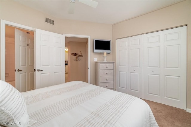 22724 Island Pines Way Unit 101, Fort Myers Beach, FL 33931 - bedroom featuring carpet floors, a closet, and ceiling fan