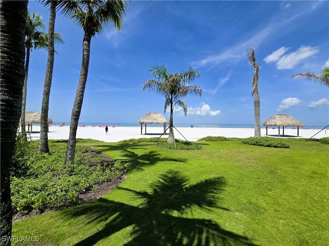 140 Estero Blvd Unit 2206, Fort Myers Beach, FL 33931 - view of green lawn featuring a water view and a gazebo