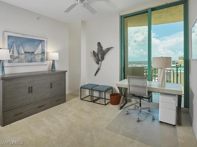 960 Cape Marco Dr Unit 1901, Marco Island, FL 34145 - office featuring carpet floors, expansive windows, and a ceiling fan