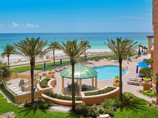 960 Cape Marco Dr Unit 1901, Marco Island, FL 34145 - community pool featuring a water view and a patio