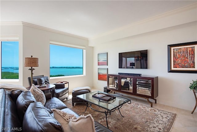 4875 Pelican Colony Blvd Unit 1801, Bonita Springs, FL 34134 - living area with ornamental molding and baseboards