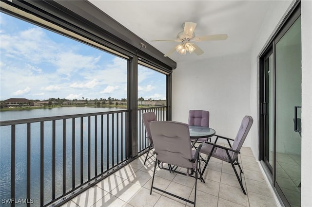 11140 Caravel Cir Unit 306, Fort Myers, FL 33908 - balcony featuring a water view and a ceiling fan