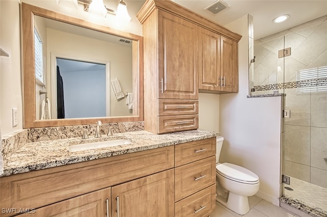 10058 Pacific Pines Ave, Fort Myers, FL 33966 - full bathroom with vanity, a shower stall, tile patterned floors, and recessed lighting