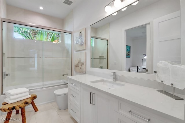 2120 Curtis St, Naples, FL 34112 - bathroom featuring vanity, tile patterned floors, enclosed tub / shower combo, and ensuite bathroom